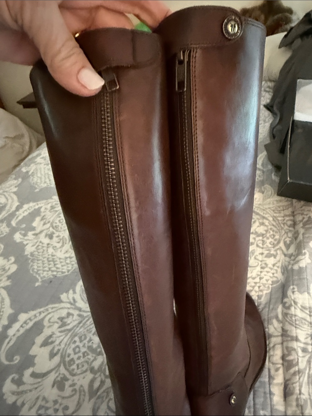 Frye Melissa wide calf size 9 Tall Leather Riding Boots in chestnut brown - Picture 6 of 8
